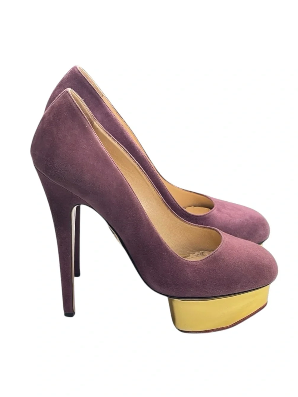Charlotte Olympia 𒀭 Dolly Puttin On The Glitz Stiletto Platform Heels 𒀭Purple